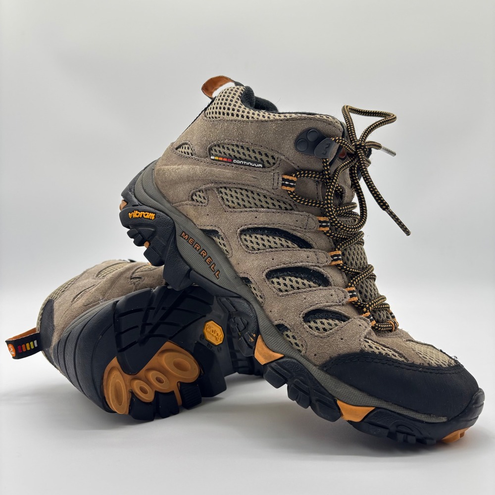 Merrell Moab Mens 7.5 Women's 9  Boots Brown Suede Mesh Vibram Mid Trail Shoe